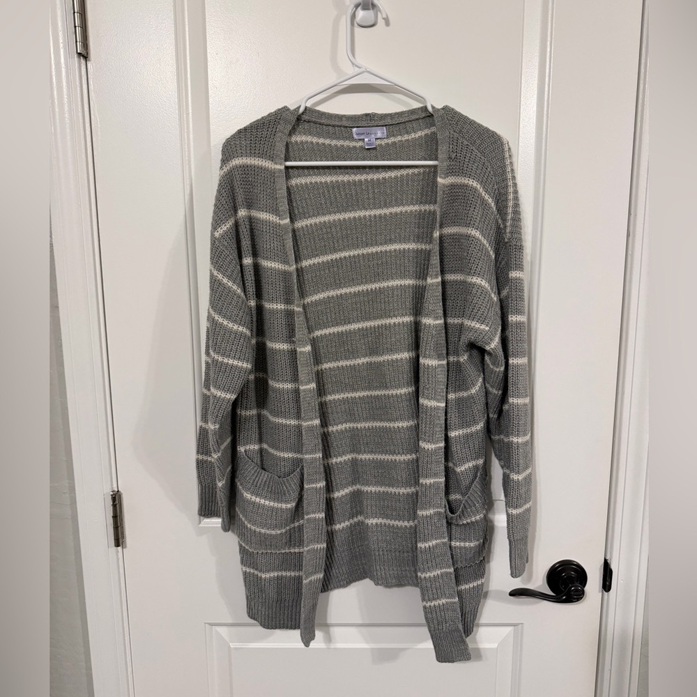 Juniper Ln maternity Striped Gray Women's Sweater/ cardigan